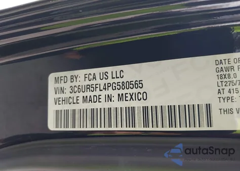 2023 Ram 2500 Laramie 4X4 6'4 Box from USA, damaged, VIN 3C6UR5FL4PG580565
